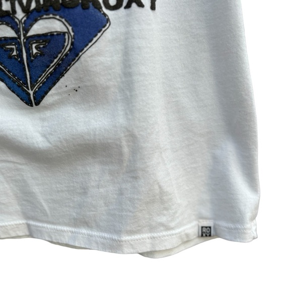 Roxy White V Neck T Shirt Size Large Graffic T "Life Worth Living Roxy" - Picture 4 of 7